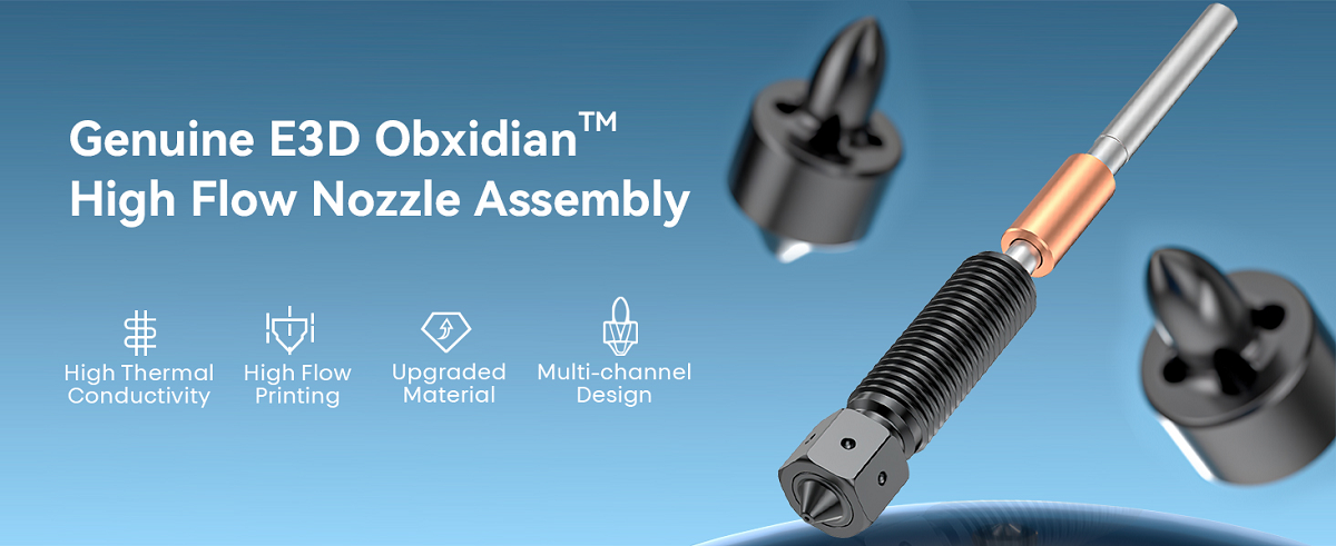 K1 Series Genuine E3D Obxidian™ High Flow Nozzle Assembly 0.4/0.6/0.8mm
