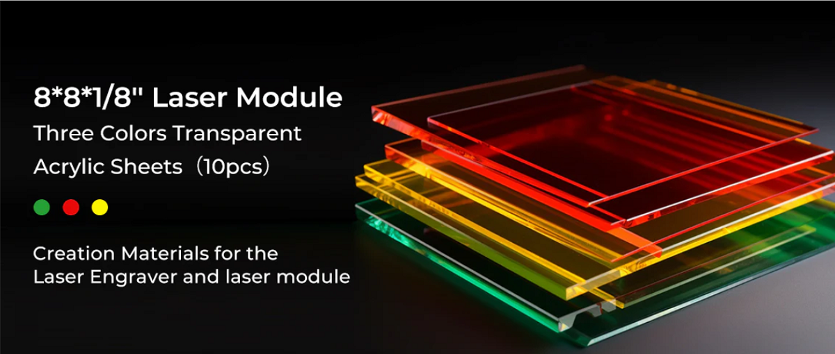 8*8*1/8'' Laser Module Acrylic Sheets（10pcs）