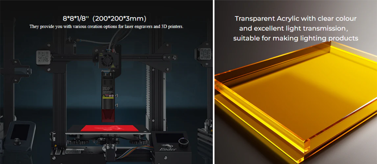 8*8*1/8'' Laser Module Acrylic Sheets（10pcs）