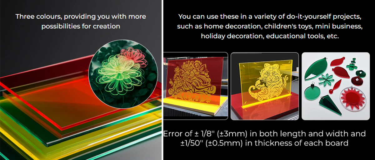 8*8*1/8'' Laser Module Acrylic Sheets（10pcs）