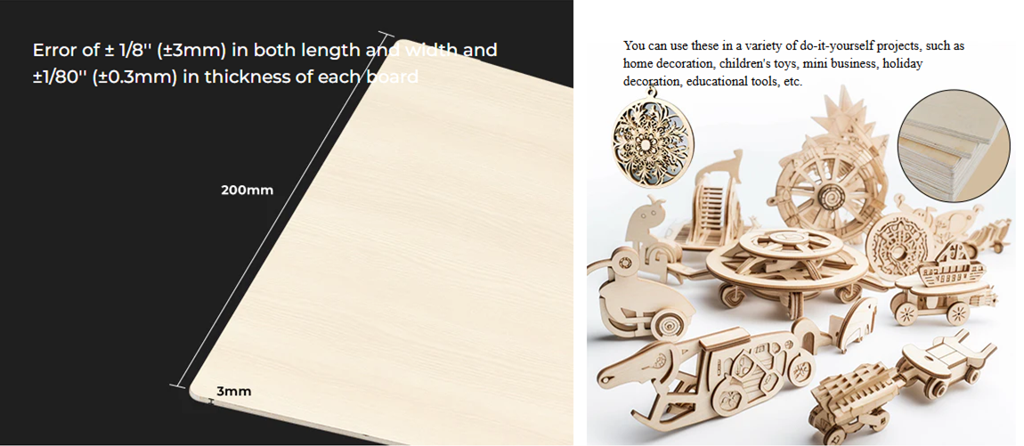 Laser Module Basswood Plywood Sheets（10pcs）